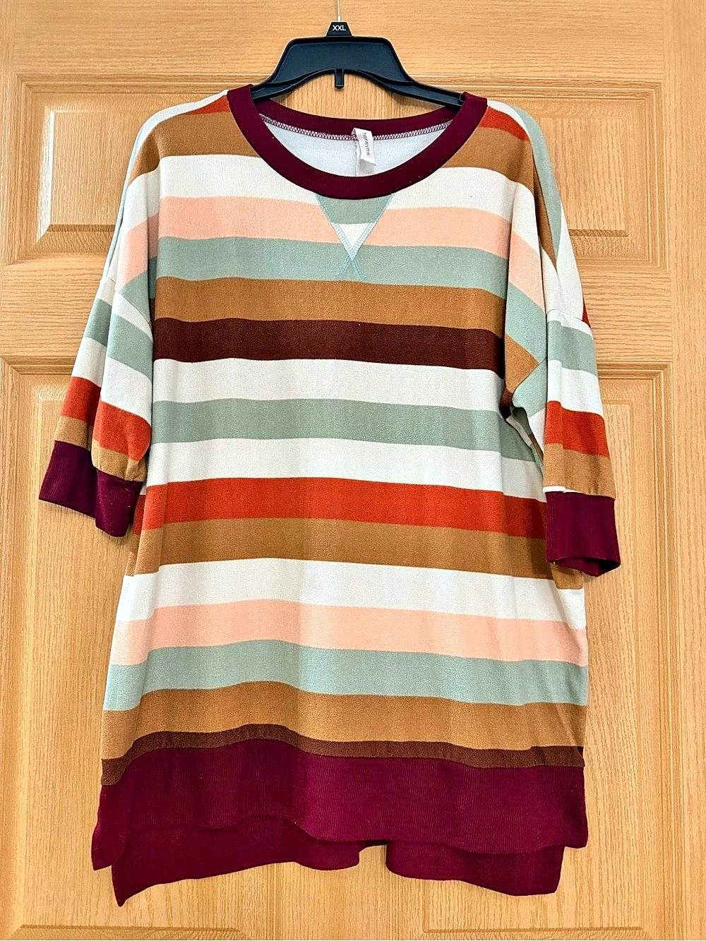 honeyme Striped Tunic Top in Multicolor Size Medium